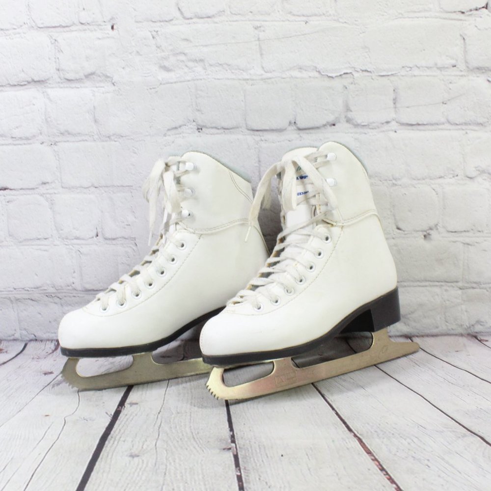 Soft Skate By Jackson White Leather Figure Skates Size 3 - Picture 2 of 10